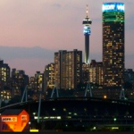City of Johannesburg at night with Hillbrow Tower.